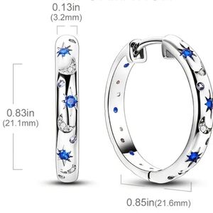 Silver Hypoallergenic Hoop Earrings with Stars and Moons